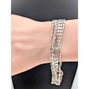 Milor Italy 925 Sterling Silver 8 Strand Chain Link Large Lobster Claw Bracelet